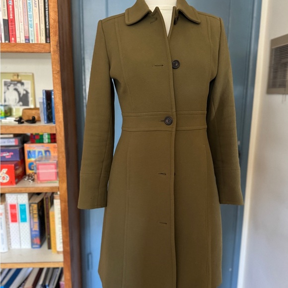J Crew - Olive Green Lady Day Coat - size 4 - Picture 1 of 5